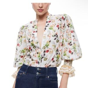 Alice + Olivia Multicolor Floral Blouse